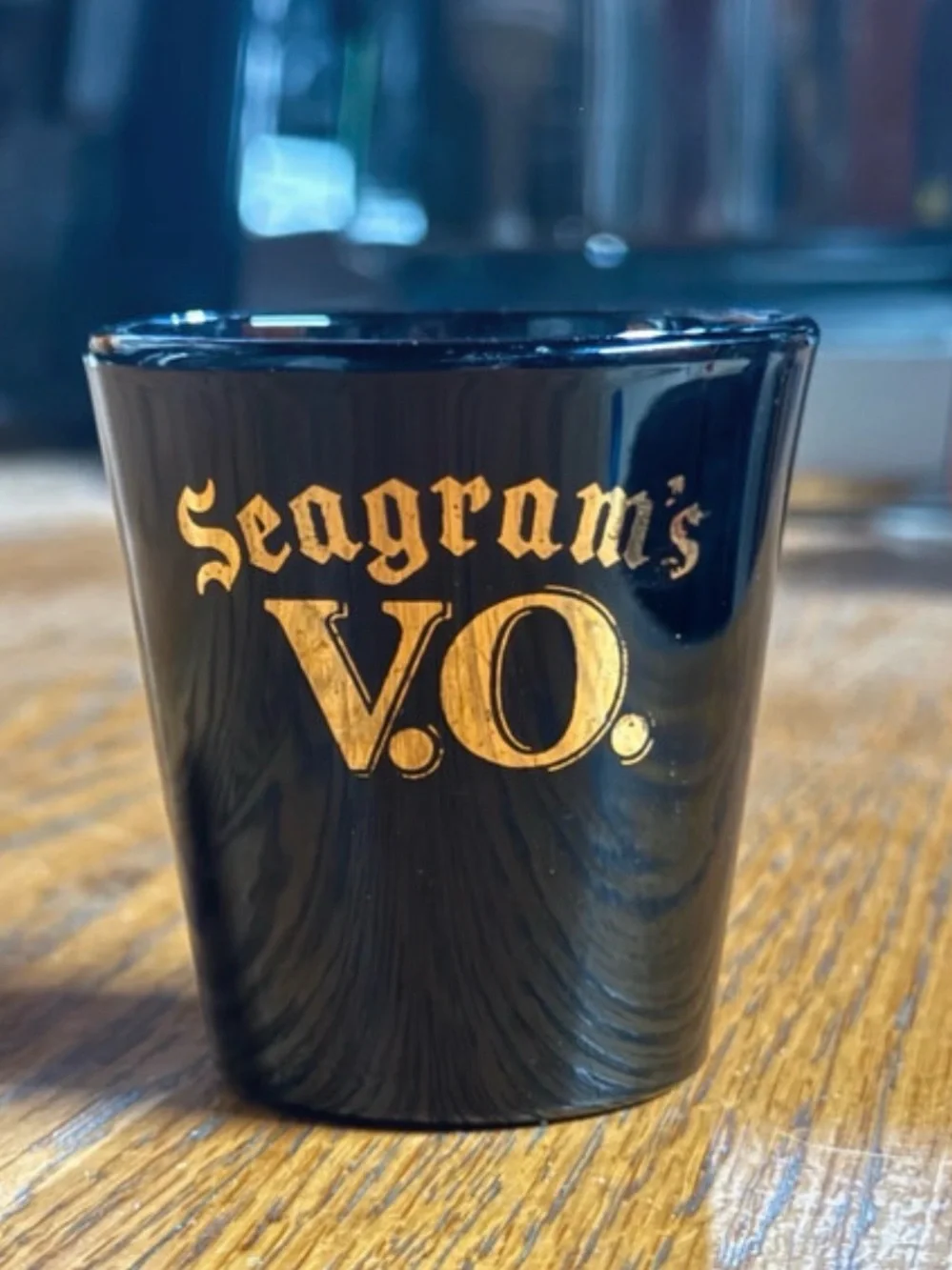 Vintage Collectible Seagram’s V.O. Canadian Whiskey Shot Glass for Home Bar